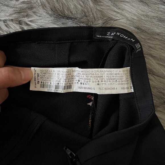 ZARA Women Crane Print Wide Leg Pants 2022/603, Black and Pink, Size S - Picture 5 of 6